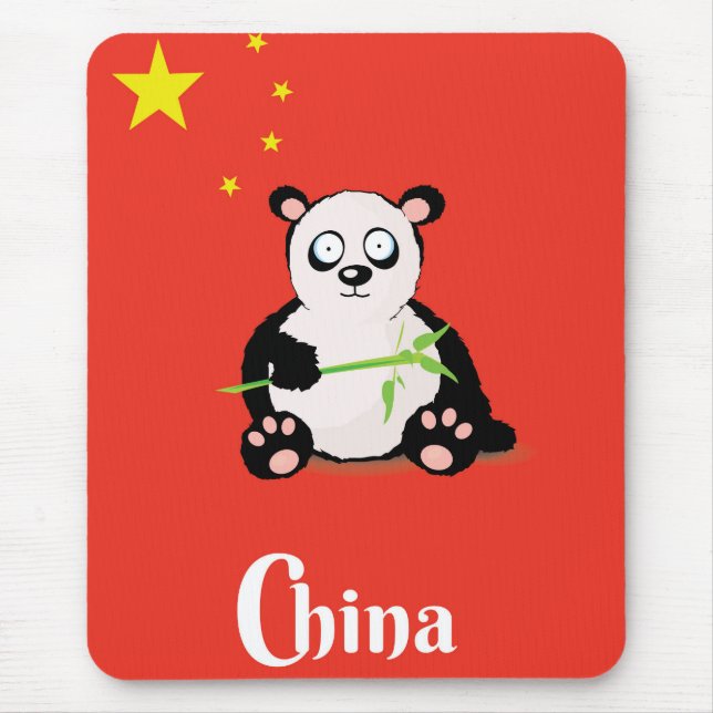 Mousepad Cartaz de viagem do Panda da China. (Frente)