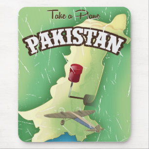 Mousepad Cartaz de viagem do Paquistão de avião