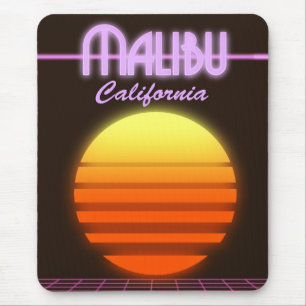 Mousepad cartaz de viagem do pôr do sol de Malibu Califórni