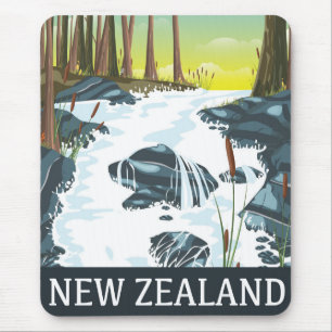 Mousepad Cartaz de viagem do rio da Nova Zelândia