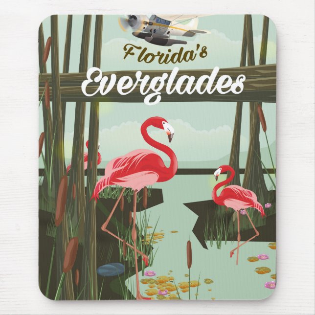 Mousepad cartaz de viagem dos Everglades da Flórida em dese (Frente)
