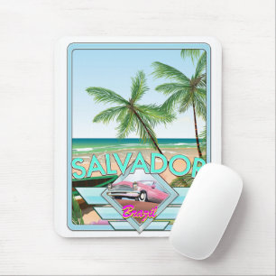 Mousepad Cartaz de viagem estilo vintage Salvador Brasil.