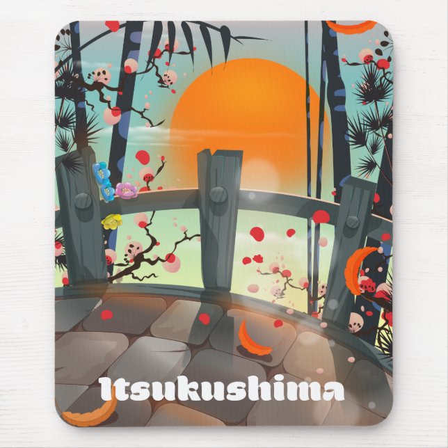Mousepad Cartaz de viagem Itsukushima Japão (Frente)