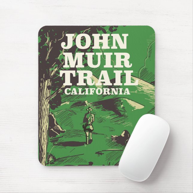 Mousepad Cartaz de viagem John Muir Trail Califórnia. (Com mouse)