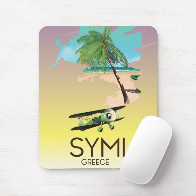 Mousepad Cartaz de viagem para Simi Grécia (Com mouse)