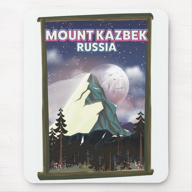 Mousepad Cartaz de viagem russo do Monte Kazbek. (Frente)