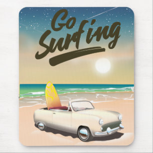 Mousepad Cartaz de viagem Vá Surfar!