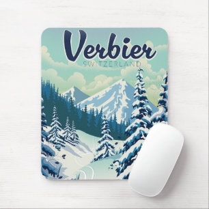 Mousepad Cartaz de viagem Verbier Suíça