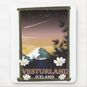 Mousepad Cartaz de viagem Vesturland Islândia