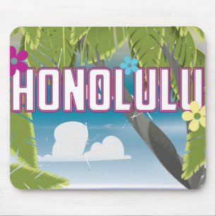 Mousepad Cartaz de viagem vintage Honolulu, Havaí, EUA.