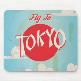 Mousepad Cartaz de Viagem Vintage Retro Voar para Tóquio