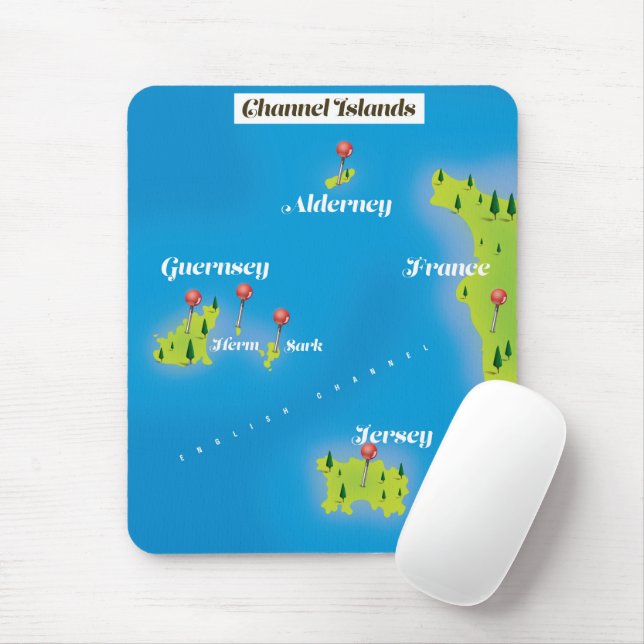 Mousepad Cartaz do mapa das Ilhas do Canal. (Com mouse)
