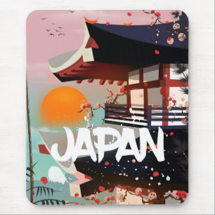 Mousepad Cartaz do pôr do sol do edifício do Japão