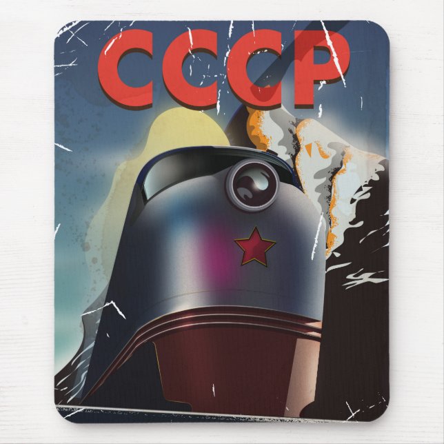Mousepad Cartaz do trem soviético retrô vintage CCCP (Frente)