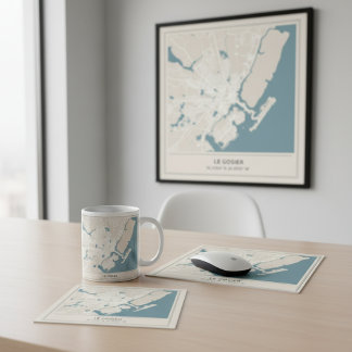 Mousepad Carte Minimaliste de Le Gosier, Guadeloupe