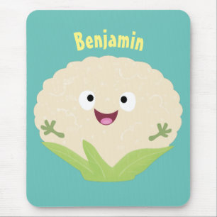 Mousepad Cartografia de couve-flor-branca e feliz