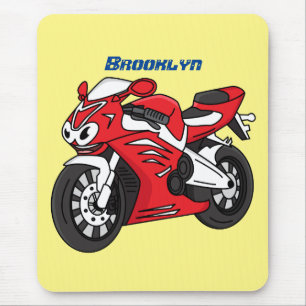 Mousepad Cartografia de motocicleta vermelha-branca