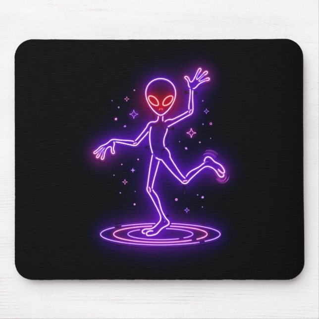 Mousepad Cartoon Alien Dancing Amongst Small Starbursts (Frente)