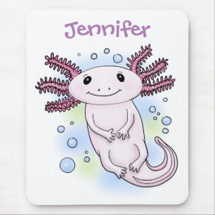 Mousepad Cartoon axolónico rosa adorável