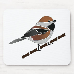 Mousepad Cartoon Boreal Chickadee Bird Adorável