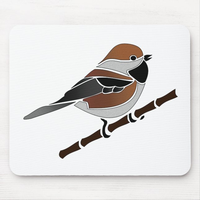 Mousepad Cartoon Boreal Chickadee Bird Adorável (Frente)