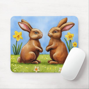 Mousepad Cartoon Chocolate Páscoa Bunnies