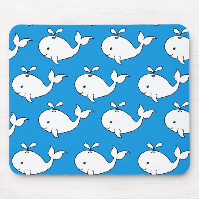 Mousepad Cartoon de Baleia Desenhada à Mão Azul (Frente)