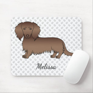 Mousepad Cartoon de Cabelo Longo de Chocolate Cão e Nome
