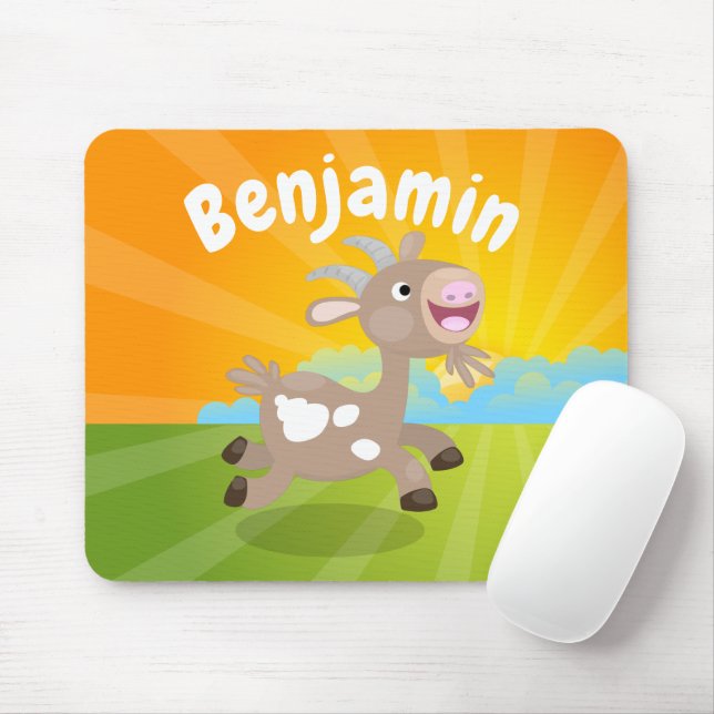 Mousepad Cartoon de cabra feliz e bonito (Com mouse)