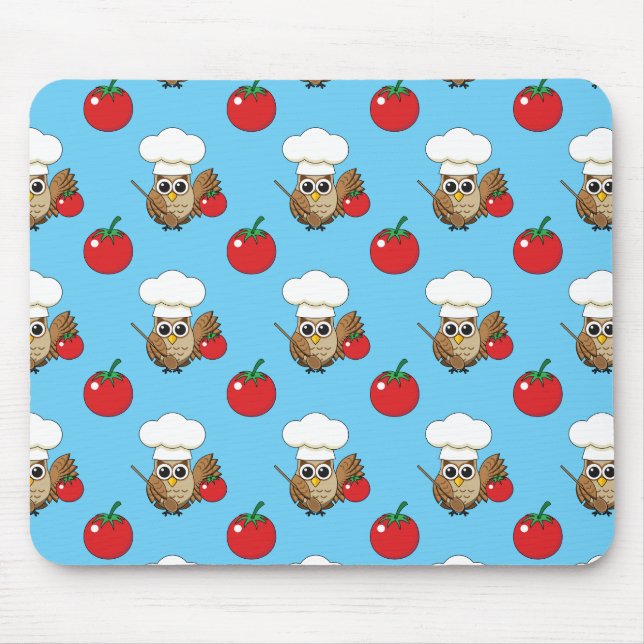 Mousepad Cartoon de Coruja Cozinhar (Frente)