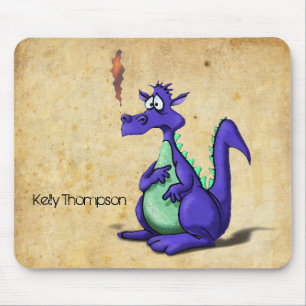 Mousepad Cartoon de Dragão Roxo Preocupado