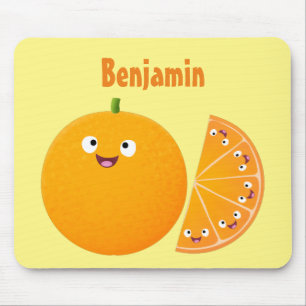 Mousepad Cartoon de fruta de citros de laranja feliz