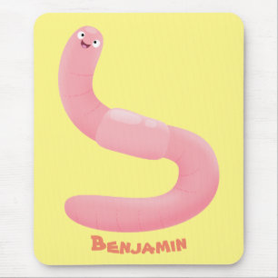 Mousepad Cartoon de minhoca rosa-branca