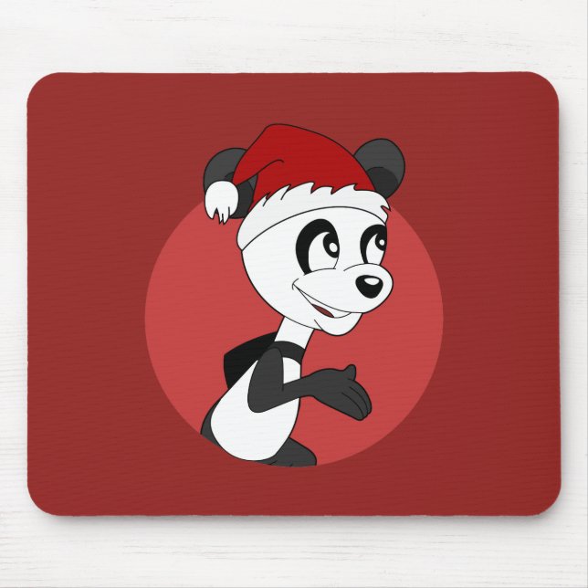 Mousepad Cartoon de Natal com uma pastilha de rato panda fo (Frente)