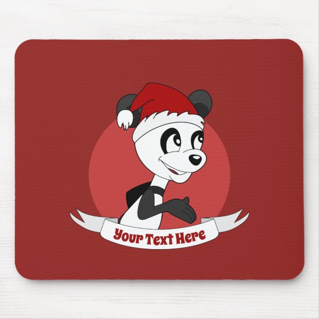 Mousepad Cartoon de Natal com uma pastilha de rato panda fo (Frente)