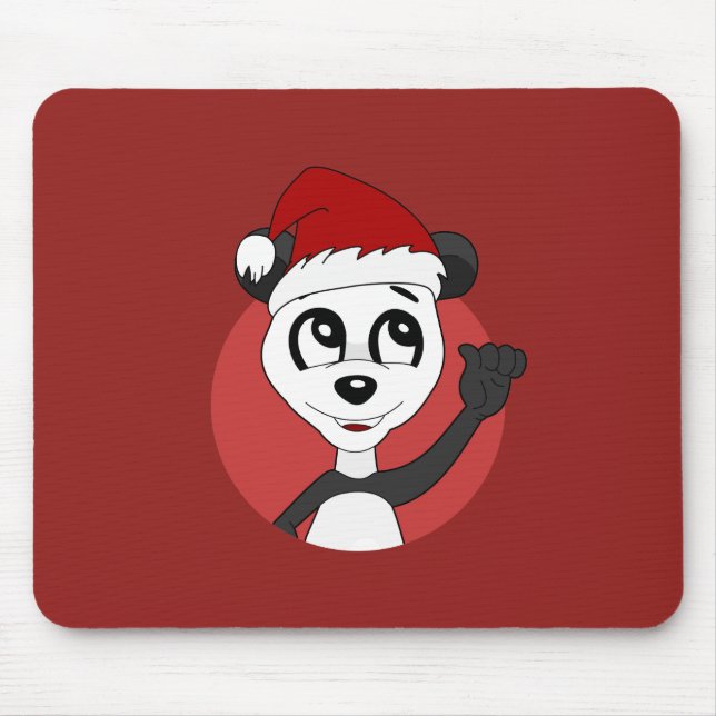 Mousepad Cartoon de Natal com uma pastilha de rato panda fo (Frente)