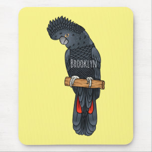Mousepad Cartoon de pássaro preto de cauda vermelha