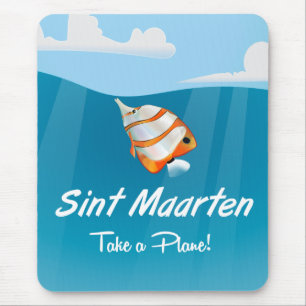 Mousepad Cartoon de poster de viagens de férias de Sint Ma