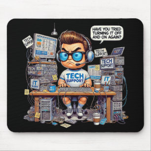 Mousepad Cartoon de suporte técnico engraçado