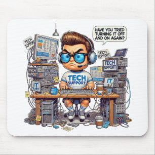 Mousepad Cartoon de suporte técnico engraçado