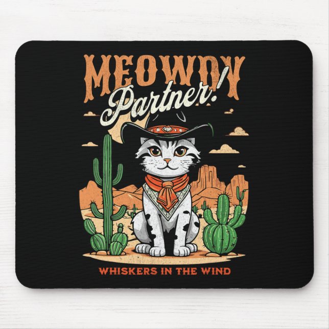 Mousepad Cartoon de Vintage do Parceiro Meowboy Cat (Frente)