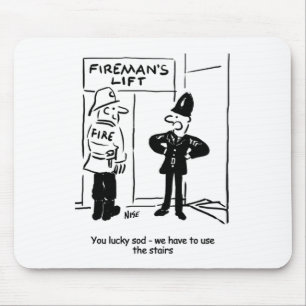 Mousepad Cartoon Engraçado Bombeiro e Policial