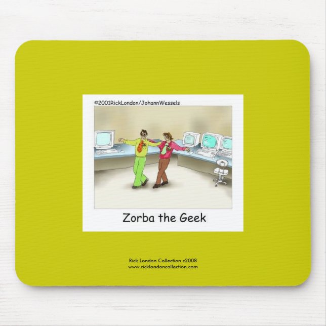 Mousepad Cartoon Engraçado de Geeks de Computador em Mouse  (Frente)