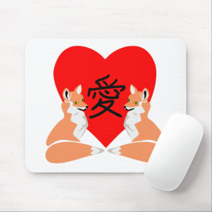 Mousepad Cartoon Fox Adorável Amor Coração