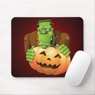 Mousepad Cartoon Frankenstein Monster com Pumpkin
