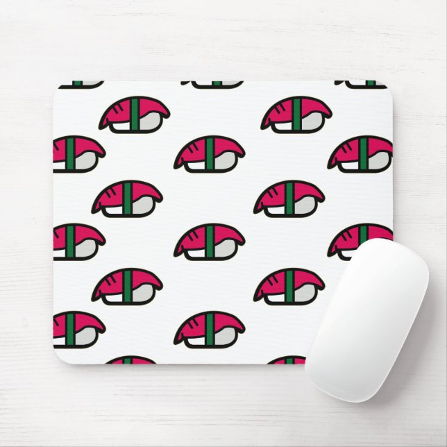 Mousepad Cartoon Kawaii Sushi, Arroz de Peixe e Algas Marin (Com mouse)