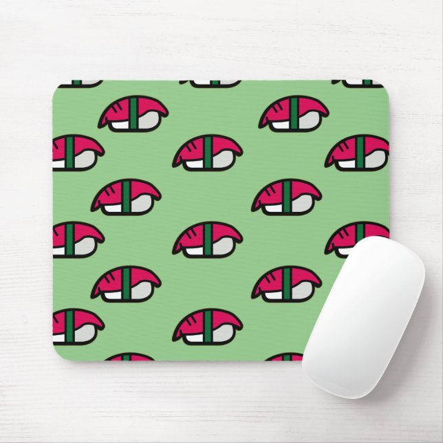 Mousepad Cartoon Kawaii Sushi, Arroz de Peixe e Algas Marin (Com mouse)