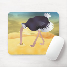 Mousepad Cartoon Ostrich Com Areia De Cabeça