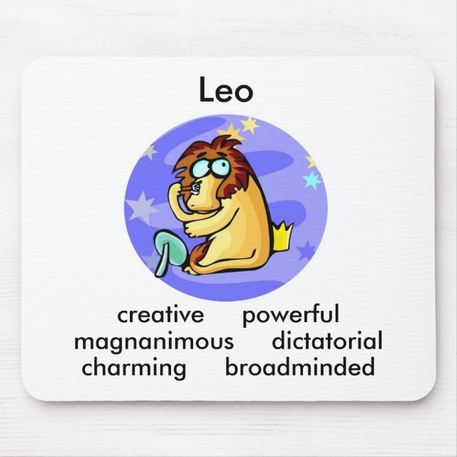 Mousepad Cartoon personalizável Leo Lion traços Zodiac (Frente)
