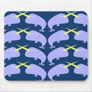 Mousepad Cartoon Purple Narwhale Pair Character Design